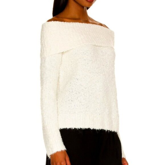Cinq à Sept 'Leya' Off-The-Shoulder Fuzzy-Knit Sweater, Ivory - Picture 1 of 2